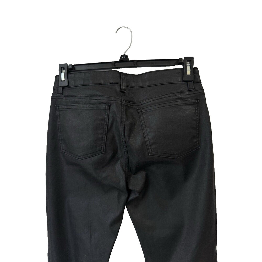 Eileen Fisher Women Sz 6 Black Coated Waxed Organic Cotton Skinny Jean Stretch - Picture 8 of 16